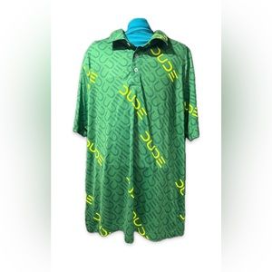 Large Green and Yellow 3 Button Waggle “Dude” Golf Shirt